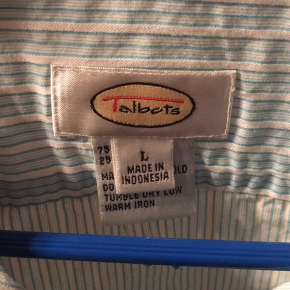Talbots blue and white striped button up - Picture 3 of 4